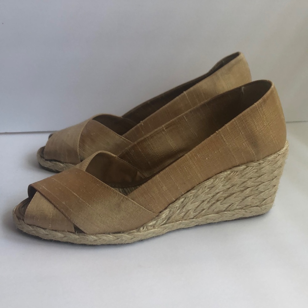 Ralph Lauren Gold Wedge Espadrille size 9